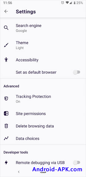 Firefox Preview Settings
