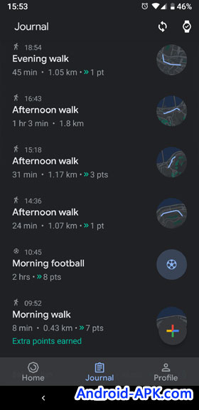 Google Fit Journal Dark Mode