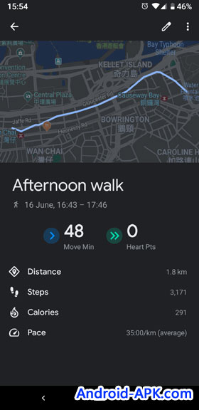 Google Fit Maps Dark Mode