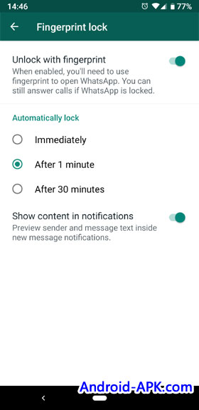 WhatsApp Beta Fingerprint Lock Time