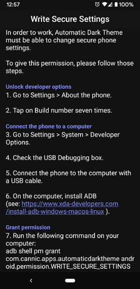 Automatic Dark Theme for Android 10 ADB
