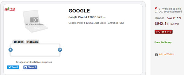 Google Pixel 4 售价