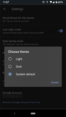 Google Duo 也有 Dark Theme