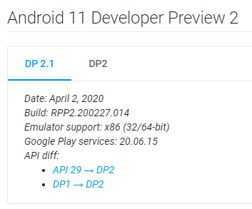 Android 11 Developer Preview 2.1 