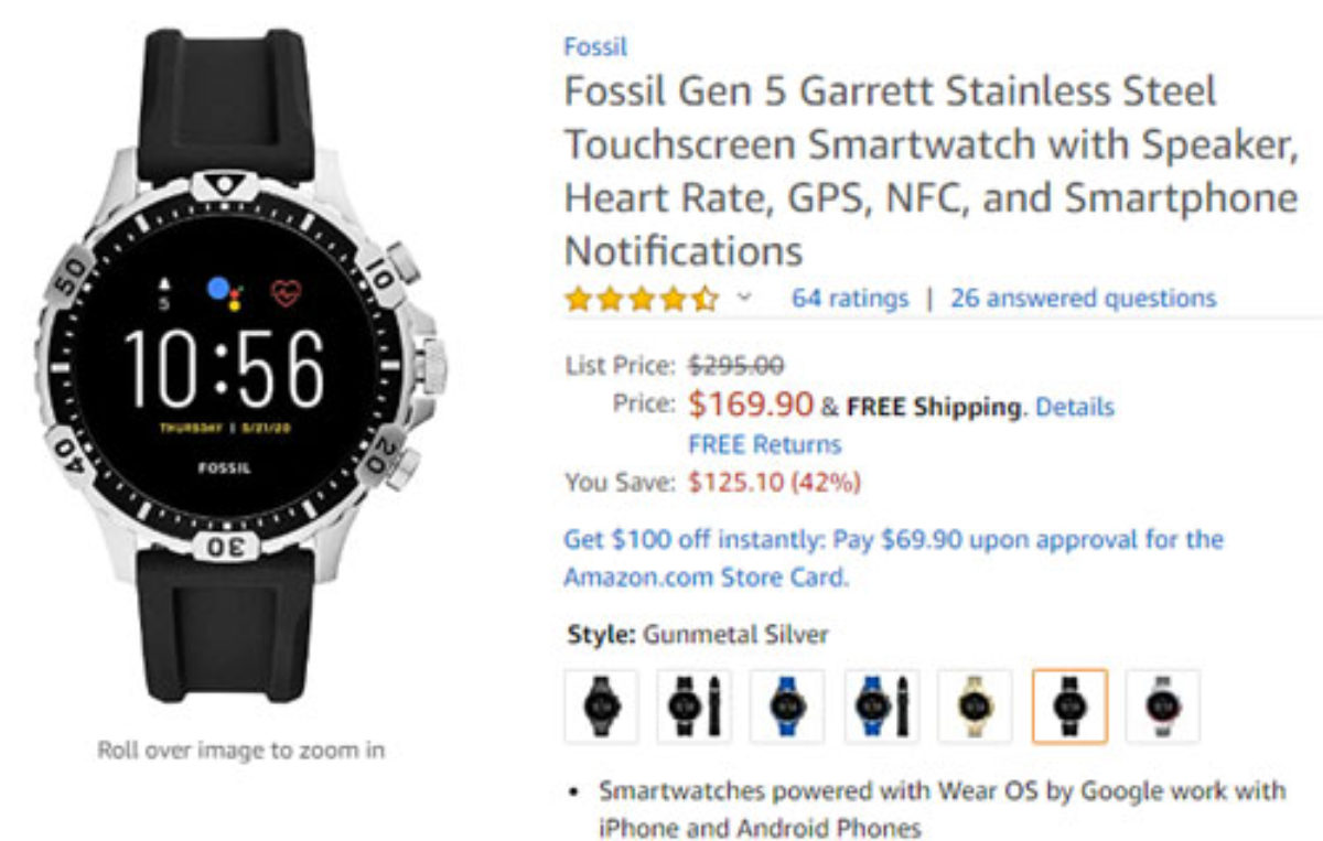 fossil smartwatch us price