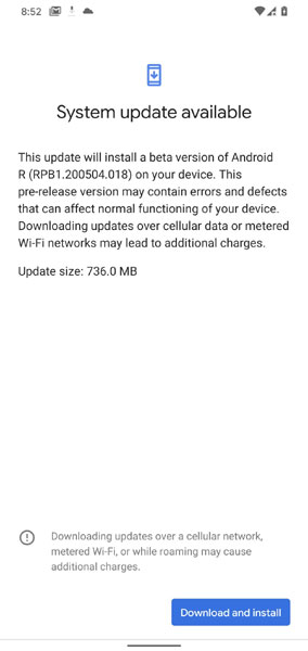 Android 11 Beta Update