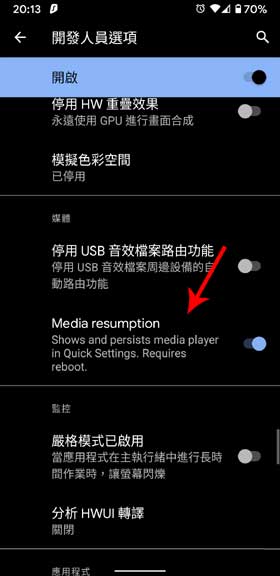 Android 11 Developer Options Media