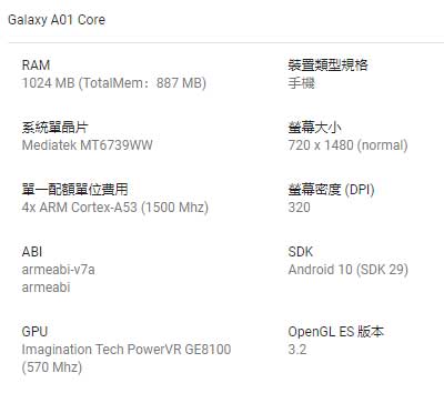 Samsung Galaxy A01 Core