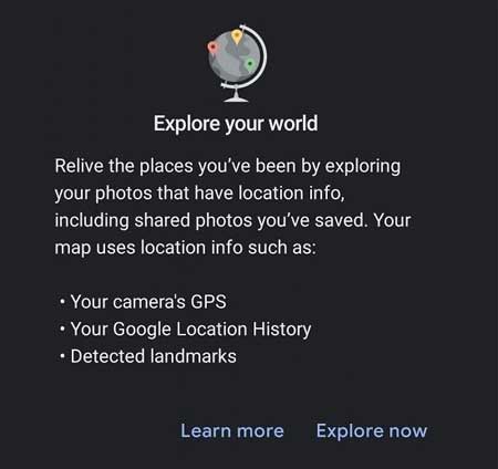 Google Photos Explore Map