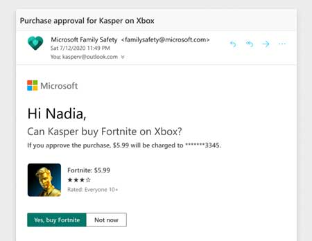 Microsoft Family Safety App 电邮通知