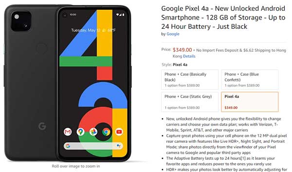 Google Pixel 4a on Amazon