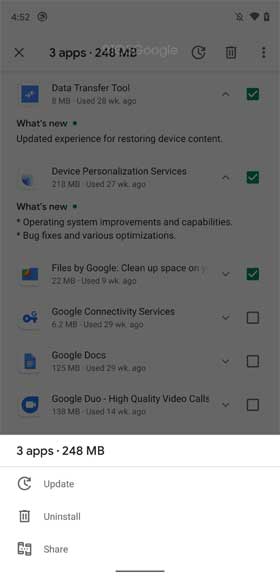 Google Play Store Multi-select