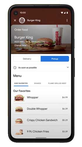Google Pay Order Food