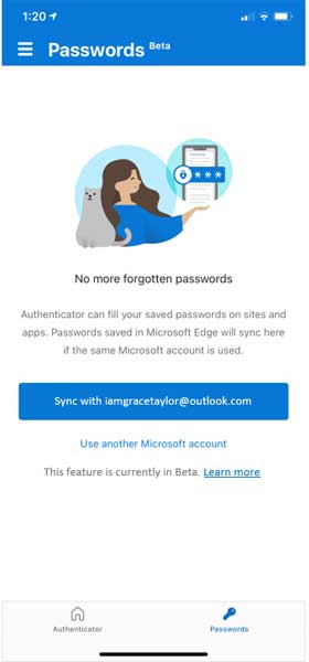 Microsoft Authenticator 密码管理