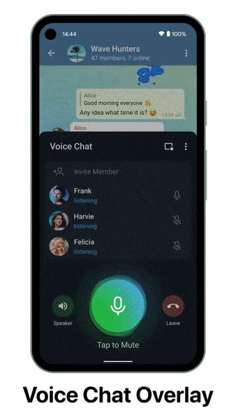 Telegram 7.3 Voice Chats Bubbles