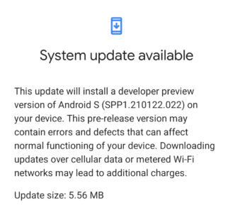 Android 12 Developer Preview 1.1