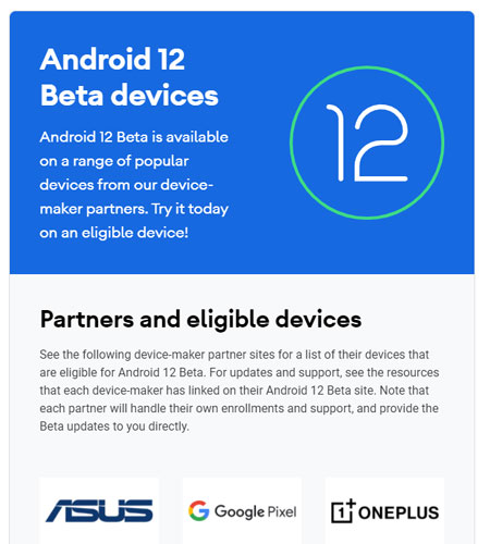 Android 12 Beta Partner