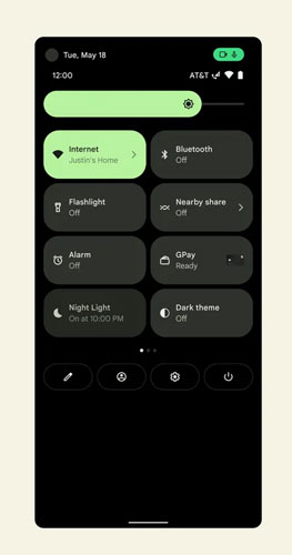 Android 12 Beta 2 Quick Settings