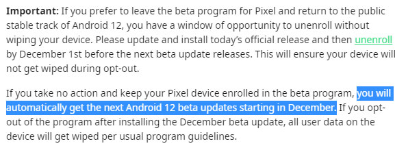 Android 12 December Beta