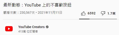 Youtube 影片隱藏 Dislike 數目