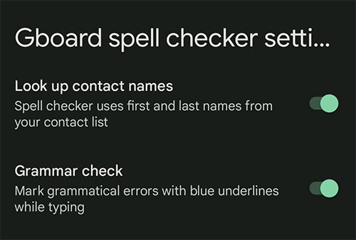 Gboard Grammar Check Settings
