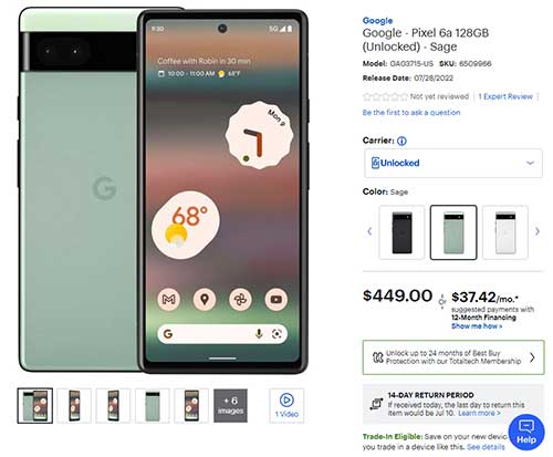 Google Pixel 6a Best Buy